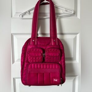 Lug Puddle Jumper Travel Overnight Bag Fuchsia Quilted